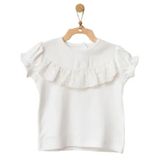 Andywawa AC21753 Kız Bebek Önden Fırfırlı Detaylı Beyaz T-shirt