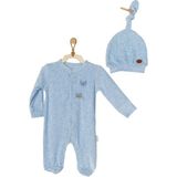 Andywawa AC22313REP Erkek Bebek Mavi Kadife Romper Tulum Takımı