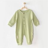 Andywawa AC23650 Yeşil Bebek Fitilli Düğmeli Tulum