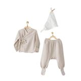 Andywawa AC23721 Baby Home Müslin Bej 3'lü Zıbın Takım