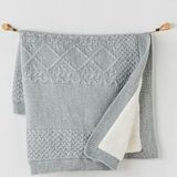 Andywawa AC24337 95x85 cm Grey Melange Triko Bebek Battaniyesi