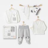 Andywawa AC26020 Keep Smiling 5'li Hastane Çıkışı Grey Unisex 0 - 3 Ay Çok Renkli Panda Temalı Set
