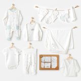 Andywawa Erkek Bebek Hastane Çıkışı 10 Parça Newborn Set The Zoo S Balboa Gots AC25261 - 0 - 3 Ay - Mavi - Beyaz