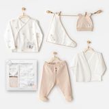 Andywawa Erkek Bebek Hastane Çıkışı 5 Pcs Newborn Set Happy Animals AC25850 - Ekru - 0 - 3 Ay