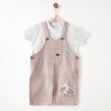 Andywawa Erkek Bebek Salopet Set Muslın ANW-AC26736 - Bej - 6 - 9 Ay