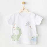Andywawa Erkek Bebek TShirt Casual Beyaz Renk Pamuk Kumaş 6 - 9 Ay Düz Yaka Stili AC25978