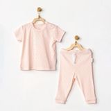 Andywawa Jacquard 2'li Kısa Kollu Bebek Takımı AC24709 Pembe 0-3 Ay