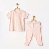 Andywawa Jacquard 2'li Kısa Kollu Bebek Takımı AC24709 - Pembe - 1 - 1,5 Yaş