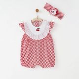 Andywawa Kız Bebek Tulum Takım Romper ANW-AC26683 - Kırmızı - 1 - 3 Ay