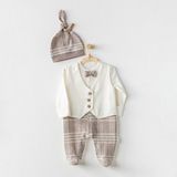 Andywawa Little Man Bebek Tulum Takımı AC24405 - Bej - 6 - 9 Ay