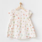 Andywawa Organik Pamuk Kız Bebek Ekru Elbise Dress Starfısh And Frıends - 1 - 3 Ay