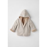 Andywawa Tınny Erkek Bebek Mont Coat Bej Renk Düz Yaka Uzun Kol Regular Fit Orta Kalınlık - 12 - 18 Ay
