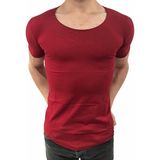 Anecdote ByBülent Erkek Oval Yaka Tişört Açık Yaka Likralı Slim Fit T-Shirt Bordo VR014 - XXL