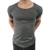 Anecdote ByBülent Erkek Oval Yaka Tişört Açık Yaka Likralı Slim Fit T-Shirt Gri VR006