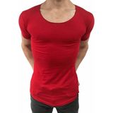 Anecdote ByBülent Erkek Oval Yaka Tişört Açık Yaka Likralı Slim Fit T-Shirt Kırmızı VR098