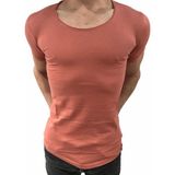 Anecdote ByBülent Erkek Oval Yaka Tişört Açık Yaka Likralı Slim Fit T-Shirt Pudra VR047