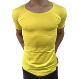 Anecdote ByBülent Erkek Oval Yaka Tişört Açık Yaka Likralı Slim Fit T-Shirt Sarı VR044 - XL