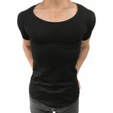 Anecdote ByBülent Erkek Oval Yaka Tişört Açık Yaka Likralı Slim Fit T-Shirt Siyah VR046