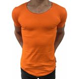 Anecdote ByBülent Erkek Oval Yaka Tişört Açık Yaka Likralı Slim Fit T-Shirt Turuncu VR051