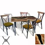 Anemon - Tonet Masa Takımı (Werzalit, Allzalit, Vermodin Tabla 80X140) - (Epoxy - Deri Kahve)