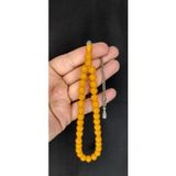 Anemore Collection SEVGİLİYE ÖZEL HEDİYE ÇUBUK KEHRİBAR TESBİH SARI RENK KÜRE KESİM H-1402.