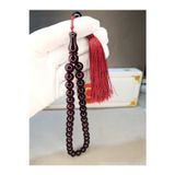 Anemore Collection SIKMA KEHRİBAR TESBİH BORDO RENKLİ İP PÜSKÜLLÜ