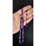 Anemore Collection Sıkma Kehribar Tesbih Mor Renk Beyzi Kesim T-412