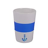Anemoss Çapa Seramik Mug Silikon Bantl Beyaz-Mavi