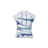 Anemoss Dalga Kolsuz Kapişonlu Beyaz Kadın Sweatshirt-L