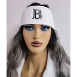 Anera Towel B Harf Nakışlı Saç Bandı Bukle Havlu Makyaj Bandı Sporcu Bandı Saç Ter Bandı - Standart - Beyaz