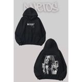 Anetos Blackpink Rose 5 Tasarım Siyah Ön Arka Baskılı Sweatshirt