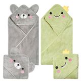 Anforlin Kapüşonlu Bebek Havluları, 2'li Paket Bebek Havluları 80 x 80 cm Ultra Emici Yumuşak Kalın Bebek Banyosu Temelleri 0-4 Yaş Bebek Banyo Havlusu Bebek Plaj Havlusu Yeni Doğan Erkek ve Kız