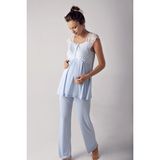Ang Butik Artış 13200 Bayan Kısa Kol Lohusa Pijama Takımı - Mavi
