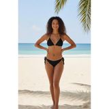 Ang Butik Kadın Siyah Pedli Bel ve Boyundan Bağlamalı Dantelli Şık Bikini Takımı - L - XL