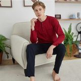 Ang Butik Kocabey 9250 Erkek Midi Yaka Pijama Takım - Bordo