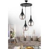 ANG Design Nisa Luce Sedef 3'lü Tepsi Avize - Siyah (füme Top Cam)