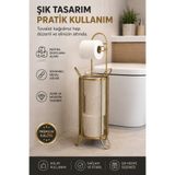ANGDESİGN Antik Sepetli Tuvalet Kağıtlığı Wc Kağıtlık Yedekli Metal Tuvalet Kağıdı Standı Tutacağı Askısı Banyo Organizeri Lüks Banyo Aksesuarları Dekoratif Tuvalet Kağıtlığı Ayaklı Tuvalet Kağıtlığı