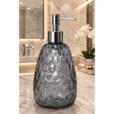 ANGDESİGN Damla Cam Sıvı Sabunluk - Füme •• Banyo & Mutfak İçin Tezgah Üstü Lavabo Bulaşık Deterjanlık Cam Sabunluk Sıvı Sabun Dispenseri Sabun Pompası Mutfak Sıvı Sabunluğu Cam Deterjanlık Dekoratif Sabunluk