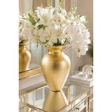 ANGDESİGN DEFNE Cam Vazo 25 Cm ••GOLD KAPLAMALI 6Y24007 •• Dekoratif Vazo Modern Çiçek Vazosu Salon Ofis Masa Vazo Modelleri Pampas Vazosu Lüks Cam Vazosu Salon Vazosu İskandinav Cam Vazo Ayna Önü Dekor
