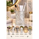 ANGDESİGN Dekoratif Cam Diş Fırçalık ŞEFFAF || Çok Amaçlı Banyo Düzenleyici Makyaj Fırçalık Kalemlik Pamukluk Tealight Mumluk Masaüstü Organizer Dekoratif Obje Biblo || CAM || Dekorasyon Ev Yaşam Diş Fırçası