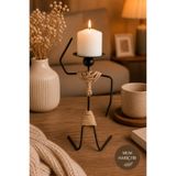 ANGDESİGN Dekoratif Mumluk- Tekli •• Kadın Figürlü Mumluk Vintage Halatlı Salon Dekorasyon Ev Dekoru Mum Kandil Dekoratif Obje Biblo Tealight Mumluk Şamdan Salon Dekorasyon Mum Tabağı || MUM HARİÇTİR