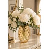 ANGDESİGN Dekoratif ROSE Cam Vazo BAL KAPLAMALI-24 cm-2315-A-PVD•• Ev Dekorasyon Trend Vazo Lüks Salon Vazosu || Modern Vazo Modelleri Çiçek Vazosu Masa Üstü Vazo Canlı Çiçek & Yapay Çiçek Vazosu