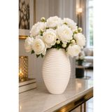 ANGDESİGN Dekoratif Seramik Vazo KREM 26 CM KÜÇÜK || Ev Dekorasyon Trend Vazo Lüks Salon Vazosu Konsol Modern Vazo Modelleri Çiçek Vazosu Masa Üstü Vazo Canlı Çiçek & Yapay Çiçek Vazosu SIRSIZ VAZO
