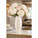 ANGDESİGN Dekoratif Seramik Vazo KREM 40 CM BÜYÜK || Ev Dekorasyon Trend Vazo Lüks Salon Vazosu Konsol Modern Vazo Modelleri Çiçek Vazosu Masa Üstü Vazo Canlı Çiçek & Yapay Çiçek Vazosu SIRSIZ VAZO