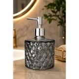 ANGDESİGN FÜME Kristal Cam Sıvı Sabunluk - Füme Modern Lüks Banyo Aksesuarı Dekoratif Sıvı Sabunluk Sabun Dispenseri Banyo & Mutfak İçin Tezgah Üstü Lavabo Bulaşık Deterjanı El Sabunu El Yıkama