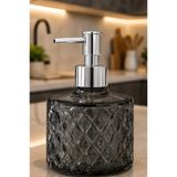 ANGDESİGN FÜME Kristal Cam Sıvı Sabunluk - Füme Modern Lüks Banyo Aksesuarı Dekoratif Sıvı Sabunluk Sabun Dispenseri Banyo & Mutfak İçin Tezgah Üstü Lavabo Bulaşık Deterjanı El Sabunu