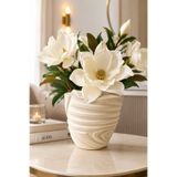 ANGDESİGN Helen Vazo-KÜÇÜK KREM 22 Cm •• Modern Dekoratif Seramik Vazo Minimal Tasarım Salon & Konsol Vazosu Vazo Modelleri Pampas Vazosu Lüks Çiçek Vazosu Salon Vazosu İskandinav Vazo Trend Biblo Obje