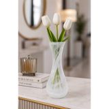 ANGDESİGN LALE VAZO ALABASTER VAZO BEYAZ || 22 Cm || Cam Vazo Dekoratif Vazo Çiçek Vazosu Modern Vazo Salon Vazosu Konsol Vazosu Masa Üstü Vazo Ev Dekorasyon Canlı Çiçek ve Kuru Çiçek Vazosu Sehpa Üzeri Salon