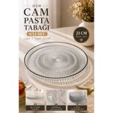 ANGDESİGN Marsilya Cam 21 CM Kek-Tatlı Tabağı 6lı Şeffaf•• SİYAH KENARLI ••Lüks Pasta Takımı Pasta Tabak Çeyizlik Misafir Tabağı Cam Tabak Servis Tabağı Tabak Hediyelik Cam Tabak Servis Tabağı Cam Mutfak Tabak