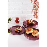 AngDesign Milano Cam Pasta-Kek-Tatlı Tabağı 6'lı Lila-Erik (Lila)